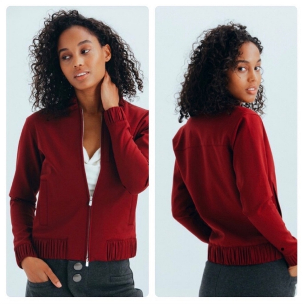 APL The Perfect Wool Bomber In Burgundy Size Small - Picture 3 of 10
